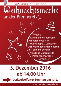 Gewerbeverein Hille organisiert Weihnachtsmarkt an der Brennerei